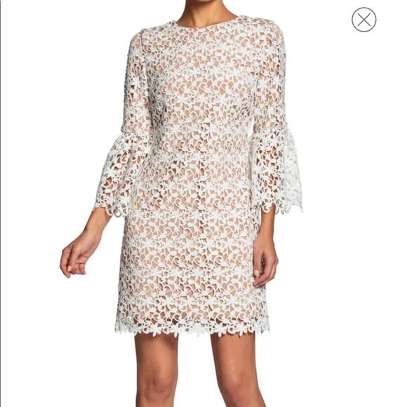 Dress the Population White Lace Crochet Shift Dress Bell Sleeves - Picture 14 of 14